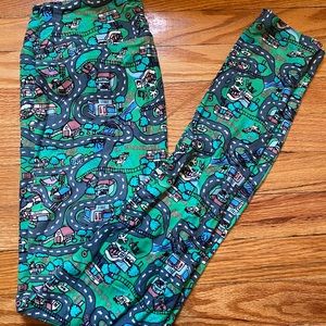 LuLaRoe Road / Town Print Leggings OS